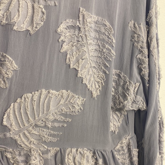 Purple flowy long-sleeve chiffon shirt with v-neck. - Picture 2 of 2